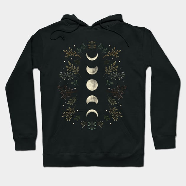 Moonlit Garden - Olive Green Hoodie by Episodic Drawing